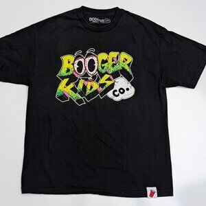 Booger Kids Co. Black Graffiti Logo Graphic T-Shirt Short Sleeve Streetwear XL